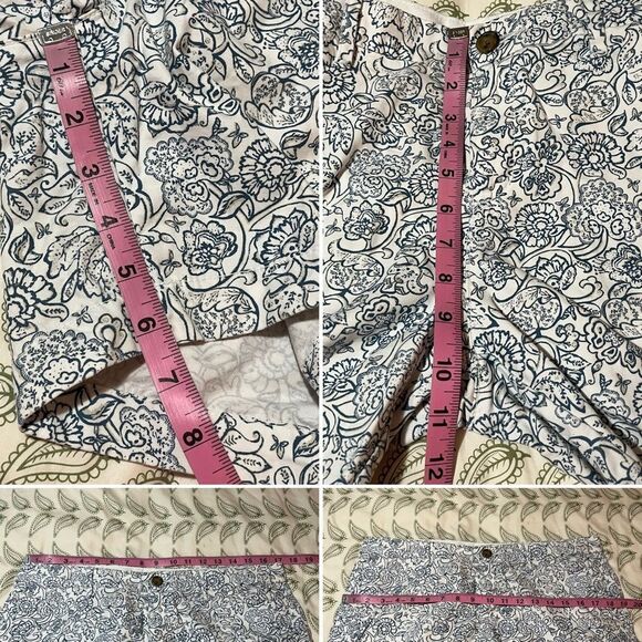 Old Navy Floral White and Blue Flat Front Cotton Shorts 6” Inseam 8 - Picture 10 of 10